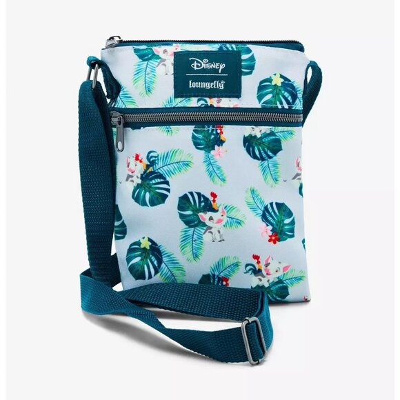 Loungefly Disney Moana Crossbody Pua & Hei Hei Palm Leaves Passport Bag - Picture 1 of 4